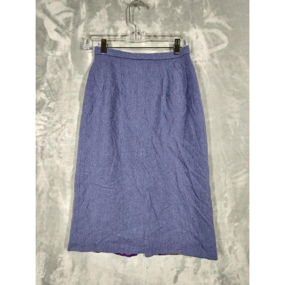 Pendleton Periwinkle Blue 100% Virgin Wool Midi Pencil Skirt Petite 4 Pockets